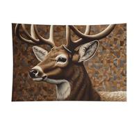 HETVBNS Deer on Brown Background Tapestry Wall Hanging - 40"x60" Aesthetic Tapestries Soft Polyester Wall Art Decor Large Tapestry for Bedroom Living Room Dorm Backdrop, Hanging Kit Included