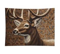 HETVBNS Deer on Brown Background Tapestry Wall Hanging - 60"x80" Aesthetic Tapestries Soft Polyester Wall Art Decor Large Tapestry for Bedroom Living Room Dorm Backdrop, Hanging Kit Included