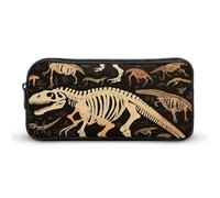 HETVBNS Dinosaur Skeleton Print Pencil Case Large Capacity, Durable Pencil Pouch Portable Small Cosmetic Bag with Metal Zipper, Simple Makeup Pouch Aesthetic Toiletry Bag for Travel Office