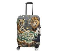 HETVBNS Divine Beasts Playing Mahjong Luggage Cover, Elastic Luggage Protector Fits 19-32in Suitcases, Washable & Anti-Scratch Suitcase Cover for Men Women, style, L, Classic