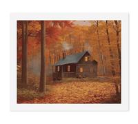 HETVBNS DIY Digital Painting by Numbers Kit for Adults Beginners - Autumn Woods Cabin Paint by Numbers Kits, DIY Acrylic Painting on Canvas for Home Decor 60x75cm
