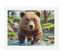 HETVBNS DIY Digital Painting by Numbers Kit for Adults Beginners - Bear Crossing The River Cartoon Paint by Numbers Kits, DIY Acrylic Painting on Canvas for Home Decor 30x40cm