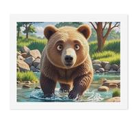 HETVBNS DIY Digital Painting by Numbers Kit for Adults Beginners - Bear Crossing The River Cartoon Paint by Numbers Kits, DIY Acrylic Painting on Canvas for Home Decor 50x65cm