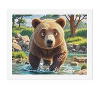 HETVBNS DIY Digital Painting by Numbers Kit for Adults Beginners - Bear Crossing The River Cartoon Paint by Numbers Kits, DIY Acrylic Painting on Canvas for Home Decor 60x75cm