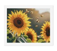 HETVBNS DIY Digital Painting by Numbers Kit for Adults Beginners - Bee & Sunflowers Paint by Numbers Kits, DIY Acrylic Painting on Canvas for Home Decor 40x50cm