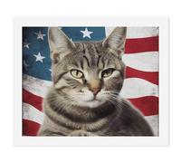 HETVBNS DIY Digital Painting by Numbers Kit for Adults Beginners - Cat Usa Flag Paint by Numbers Kits, DIY Acrylic Painting on Canvas for Home Decor 60x75cm