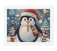 HETVBNS DIY Digital Painting by Numbers Kit for Adults Beginners - Christmas Funny Penguin Paint by Numbers Kits, DIY Acrylic Painting on Canvas for Home Decor 50x65cm
