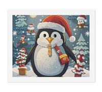 HETVBNS DIY Digital Painting by Numbers Kit for Adults Beginners - Christmas Funny Penguin Paint by Numbers Kits, DIY Acrylic Painting on Canvas for Home Decor 60x75cm