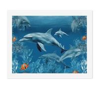 HETVBNS DIY Digital Painting by Numbers Kit for Adults Beginners - Dolphins Blue Paint by Numbers Kits, DIY Acrylic Painting on Canvas for Home Decor 50x65cm