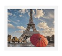 HETVBNS DIY Digital Painting by Numbers Kit for Adults Beginners - Eiffel Tower with Red Umbrella Paint by Numbers Kits, DIY Acrylic Painting on Canvas for Home Decor 60x75cm