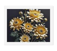 HETVBNS DIY Digital Painting by Numbers Kit for Adults Beginners - Gold Flowers on Black Paint by Numbers Kits, DIY Acrylic Painting on Canvas for Home Decor 50x65cm