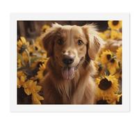HETVBNS DIY Digital Painting by Numbers Kit for Adults Beginners - Golden Retriever Sunflower Paint by Numbers Kits, DIY Acrylic Painting on Canvas for Home Decor 60x75cm