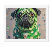 HETVBNS DIY Digital Painting by Numbers Kit for Adults Beginners - Green Polka Dot Pug Paint by Numbers Kits, DIY Acrylic Painting on Canvas for Home Decor 50x65cm