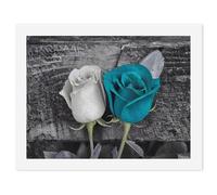 HETVBNS DIY Digital Painting by Numbers Kit for Adults Beginners - Teal Gray Rose Paint by Numbers Kits, DIY Acrylic Painting on Canvas for Home Decor 30x40cm