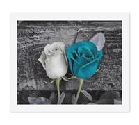 HETVBNS DIY Digital Painting by Numbers Kit for Adults Beginners - Teal Gray Rose Paint by Numbers Kits, DIY Acrylic Painting on Canvas for Home Decor 60x75cm