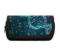 HETVBNS DNA Double Helix Pencil Case Extra Large, Double Layer Pencil Pouch with Zipper, Portable Cosmetic Bags for Travel, Office Stationery Organizer for Women Men