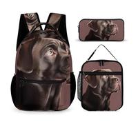 HETVBNS Dog Backpack Set 3 Piece, Durable Backpack Insulated Lunch Bag Portable Pencil Case for Men Women