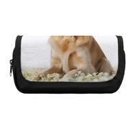 HETVBNS Dog Pencil Case Extra Large, Double Layer Pencil Pouch with Zipper, Portable Cosmetic Bags for Travel, Office Stationery Organizer for Women Men