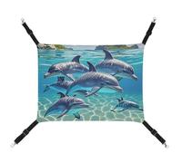 HETVBNS Dolphins Art Pet Hammock for Cats & Dogs, Soft Breathable Canvas Hanging Hammock with Adjustable Straps, Comfortable & Durable Hanging Bed for Small to Medium Pets