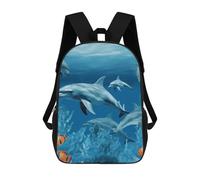 HETVBNS Dolphins Blue Backpack for Women Men, Durable 600D Polyester Bookbag with Large Capacity, Lightweight 17 Inch Laptop Backpack Minimalism Casual Daypack for Work, Travel