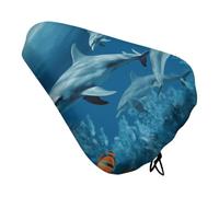 HETVBNS Dolphins Blue Bike Seat Cover Waterproof Bicycle Seat Cover