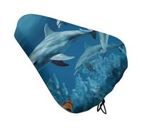 HETVBNS Dolphins Blue Bike Seat Cover Waterproof Bicycle Seat Cover