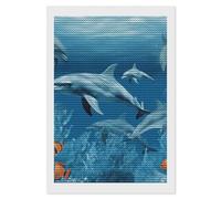 HETVBNS Dolphins Blue Diamond Painting Kits for Adults, Full Round Drill DIY Diamond Art for Beginners, 5D Gem Art and Crafts for Home Wall Decor 8"x12"
