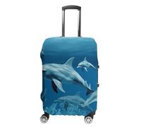 HETVBNS Dolphins Blue Luggage Cover, Elastic Luggage Protector Fits 19-32in Suitcases, Washable & Anti-Scratch Suitcase Cover for Men Women, style, M, Classic