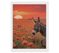 HETVBNS Donkey & Butterflie Diamond Painting Kits for Adults, Full Round Drill DIY Diamond Art for Beginners, 5D Gem Art and Crafts for Home Wall Decor 12"x16"