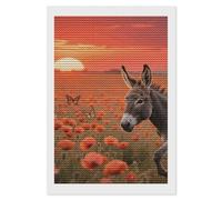 HETVBNS Donkey & Butterflie Diamond Painting Kits for Adults, Full Round Drill DIY Diamond Art for Beginners, 5D Gem Art and Crafts for Home Wall Decor 8"x12"