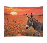 HETVBNS Donkey & Butterflie Tapestry Wall Hanging - 60"x80" Aesthetic Tapestries Soft Polyester Wall Art Decor Large Tapestry for Bedroom Living Room Dorm Backdrop, Hanging Kit Included