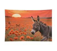 HETVBNS Donkey & Butterflie Tapestry Wall Hanging - 60"x90" Aesthetic Tapestries Soft Polyester Wall Art Decor Large Tapestry for Bedroom Living Room Dorm Backdrop, Hanging Kit Included