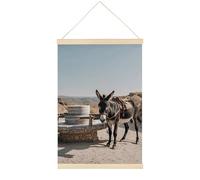 HETVBNS Donkey Pulling Mill Wall Art, 15.7 X 23.6 Inch Reusable Magnetic Poster Hanger - Canvas Poster Included, Complete Hanging Kit for Posters, Art, Maps