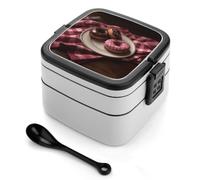 HETVBNS Donuts on Plate Bento Box Double Layer Lunch Box 1000ml
