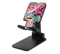 HETVBNS Doodle Style Coffee Cake Phone Stand for Desk - Adjustable & Foldable Tablet Stand Portable Cell Phone Stand Holder Compatible with 4-13" Smartphones, Tablets