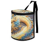 HETVBNS Dragon Art Car Trash Can with Lid, Leakproof Hanging Automotive Trash Bin, Waterproof Garbage Storage Bag for Vehicles, RV, Bathroom, Office
