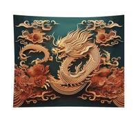 HETVBNS Dragon Chinese Background Tapestry Wall Hanging - 50"x60" Aesthetic Tapestries Soft Polyester Wall Art Decor Large Tapestry for Bedroom Living Room Dorm Backdrop, Hanging Kit Included