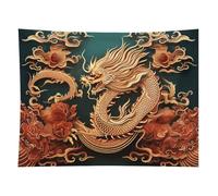 HETVBNS Dragon Chinese Background Tapestry Wall Hanging - 60"x80" Aesthetic Tapestries Soft Polyester Wall Art Decor Large Tapestry for Bedroom Living Room Dorm Backdrop, Hanging Kit Included
