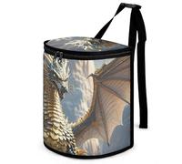 HETVBNS Dragon Purple Moon Car Trash Can with Lid, Leakproof Hanging Automotive Trash Bin, Waterproof Garbage Storage Bag for Vehicles, RV, Bathroom, Office