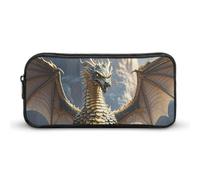 HETVBNS Dragon Purple Moon Pencil Case Large Capacity Zipper Pouch, Durable Pencil Box Organizer, Portable Small Cosmetic Bag for Office, Travel