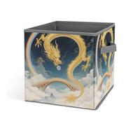 HETVBNS Dragon Rainbow Bridge Storage Bins 10.6 Inch, Oxford Fabric Foldable Storage Cube Organizer Basket with Handles, Fabric Bins for Closet Shelves, Toys, Clothes, Books, Bedroom