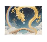 HETVBNS Dragon Rainbow Bridge Tapestry Wall Hanging - 30"x40" Aesthetic Tapestries Soft Polyester Wall Art Decor Large Tapestry for Bedroom Living Room Dorm Backdrop, Hanging Kit Included