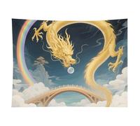 HETVBNS Dragon Rainbow Bridge Tapestry Wall Hanging - 60"x80" Aesthetic Tapestries Soft Polyester Wall Art Decor Large Tapestry for Bedroom Living Room Dorm Backdrop, Hanging Kit Included