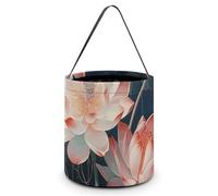 HETVBNS Dragonfly And Flower Candy Bag Halloween Trick Or Treat Bucket 7.9x8.3in, Reusable Gift Bags for Party Holiday Wedding