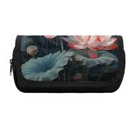 HETVBNS Dragonfly And Flower Pencil Case Extra Large, Double Layer Pencil Pouch with Zipper, Portable Cosmetic Bags for Travel, Office Stationery Organizer for Women Men