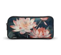 HETVBNS Dragonfly And Flower Pencil Case Large Capacity, Durable Pencil Pouch Portable Small Cosmetic Bag with Metal Zipper, Simple Makeup Pouch Aesthetic Toiletry Bag for Travel Office