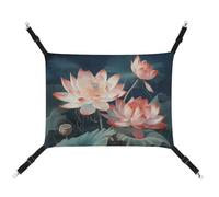 HETVBNS Dragonfly and Flower Pet Hammock for Cats & Dogs, Soft Breathable Canvas Hanging Hammock with Adjustable Straps, Comfortable & Durable Hanging Bed for Small to Medium Pets