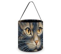 HETVBNS Drawing of A Cat Candy Bag Halloween Trick Or Treat Bucket 7.9x8.3in, Reusable Gift Bags for Party Holiday Wedding