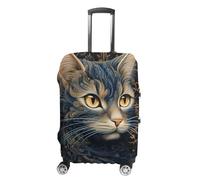 HETVBNS Drawing of A Cat Luggage Cover, Elastic Luggage Protector Fits 19-32in Suitcases, Washable & Anti-Scratch Suitcase Cover for Men Women, style, M, Classic