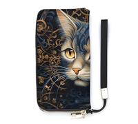 HETVBNS Drawing of A Cat Wallet, Elegant Wristlet Wallet with Multi-Card Slots, PU Leather Long Purse for Women, Men